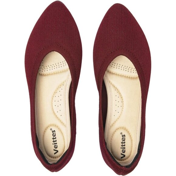 Shoes - Women's Wine Red Wide Width Office Dressy Comfortable Pointed Toe Slip Flats